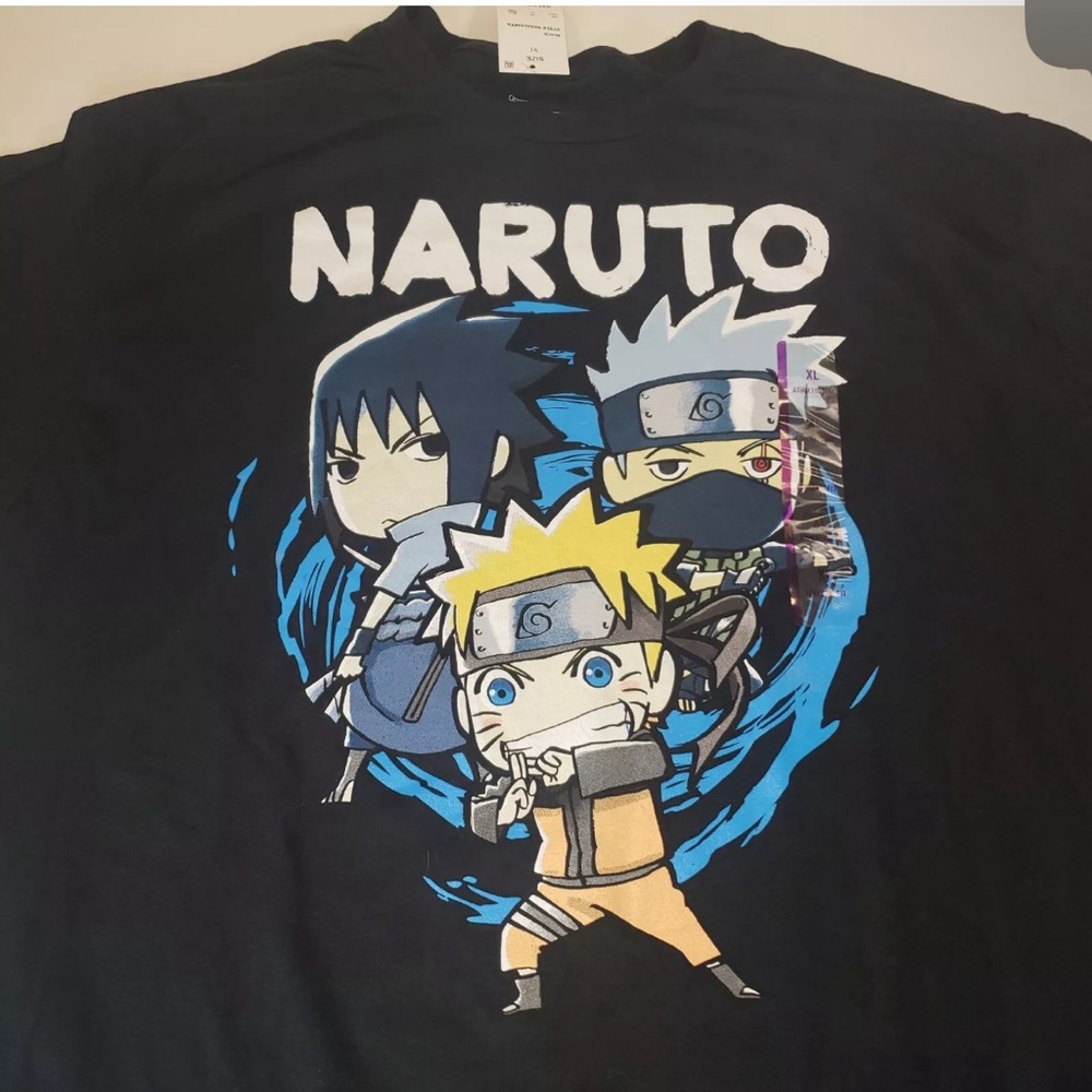 Naruto Shippuden Adult Black Tee Shirt Size Anime Kakashi Sasuke - Picture 1 of 7